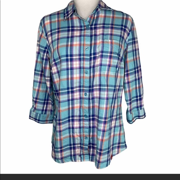 Womens Dickie’s 3/4 plaid button up - Picture 1 of 6